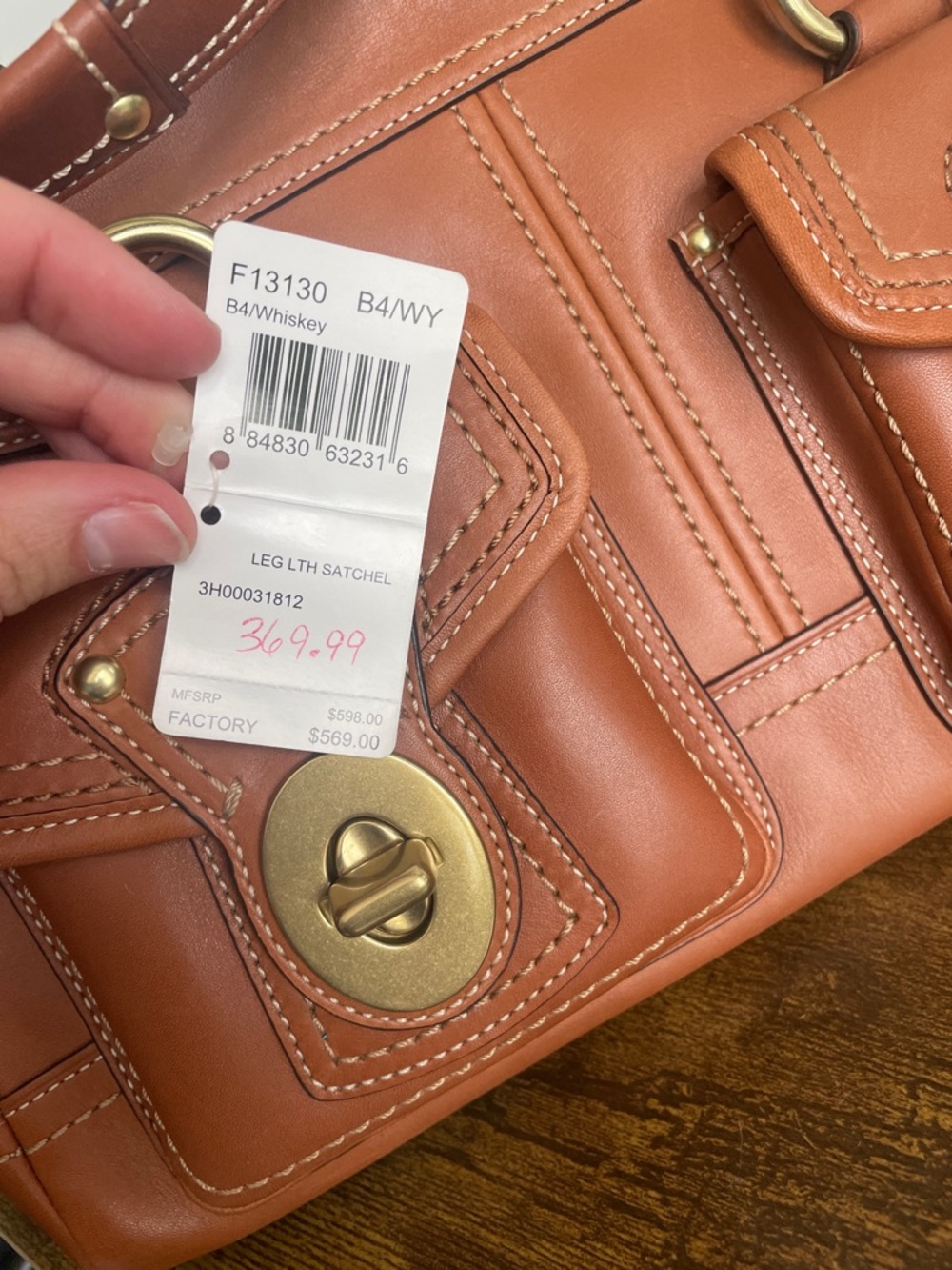 Vintage Coach Legacy Turnlock Leather Satchel in Whiskey, with original tags - Picture 13 of 16